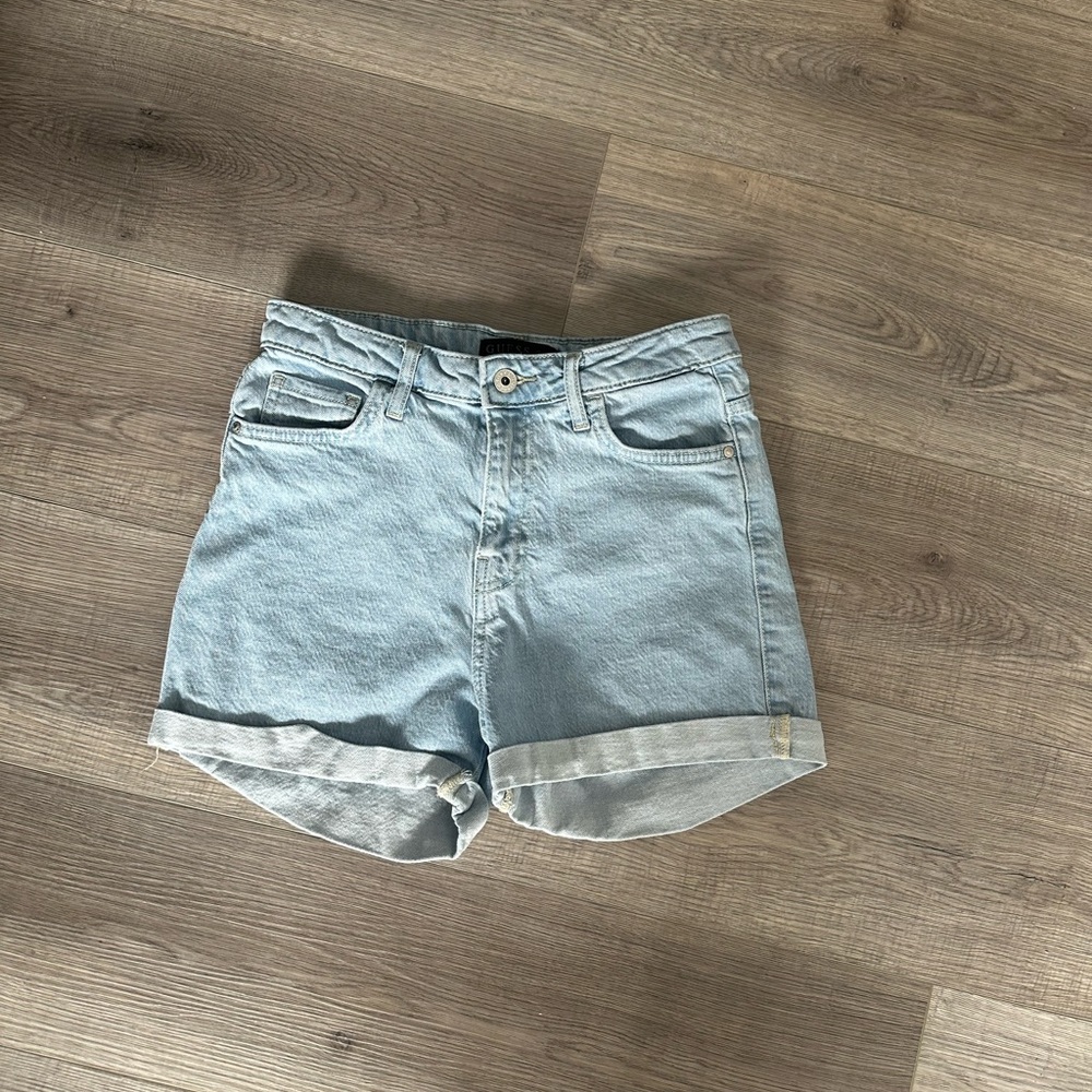 GUESS Light Blue High-Waisted Jean Shorts Size 27